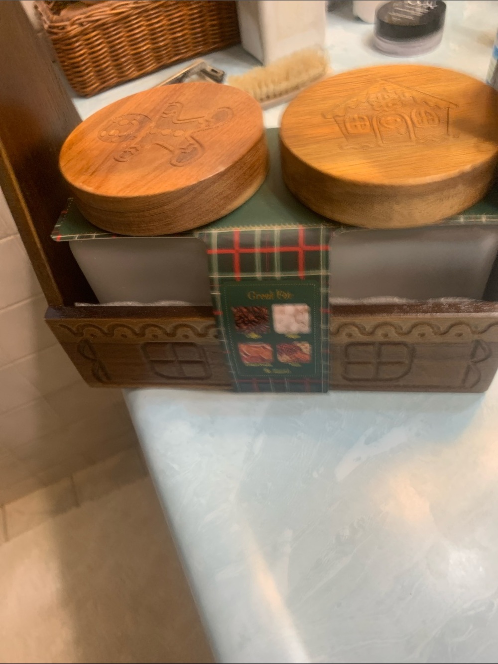 Jars with tray. At office